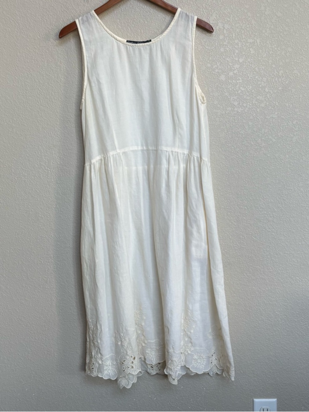 Gudrun Sjödén Ivory Cotton Embroidered Midi Dress Large Boho - Picture 2 of 6